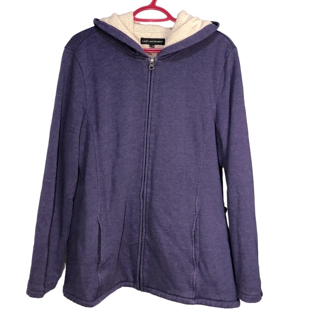 Purple Zip Up Hoodie with Warm Fleece Lining Lady Hathaway Cozy​​​​